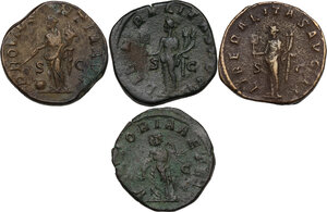reverse: The Roman Empire.. Lot of 4 AE Sestertii, including: Gordian III and Maximinus Thrax