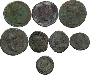 obverse: The Roman Empire.. Lot of 8 AE denominations, including: Nero, Divus Augustus, Domitian, Maximian and Constantine
