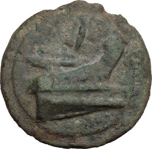 reverse: Janus/prow to right libral series. AE Cast As, c. 225-217 BC