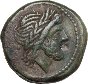 obverse: Staff and club series. AE Semis, c. 208 BC. Central Italy