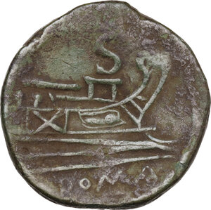 reverse: Staff and club series. AE Semis, c. 208 BC. Central Italy