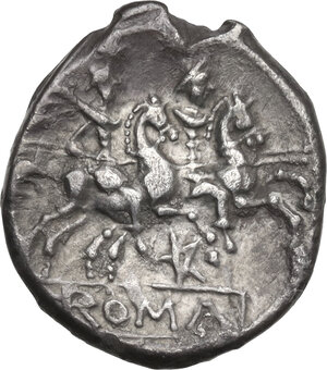 reverse: Pentagram (second) series. AR Denarius, uncertain mint, c. 206-200 BC