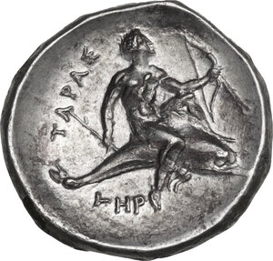 reverse: Southern Apulia, Tarentum. AR Nomos, c. 334-330 BC