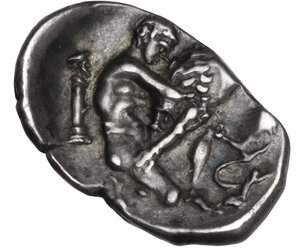 reverse: Southern Apulia, Tarentum. AR Diobol, c. 325-280 BC. BC