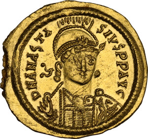obverse: Ostrogothic Italy, Theoderic (493-526). AV Solidus, in the name of Anastasius I. Rome mint, c. 491-518 AD