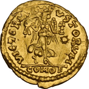 reverse: Ostrogothic Italy. Theoderic (493-526). AV Tremissis in the name of Anastasius, c. 491-518 AD