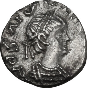 obverse: The Gepids. Uncertain king . AR Quarter Siliqua, in the name of Byzantine Emperor Anastasius I (491-518). Sirmium mint, c. 491-517 AD