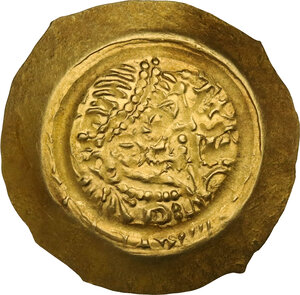 obverse: The Lombards at Pavia. Liutprand (712-744). AV Tremissis