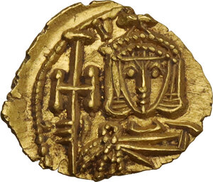 obverse: Constantine V Copronymus with Leo IV (741-775). AV Tremissis, Syracuse mint