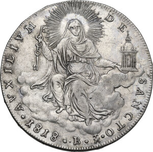 reverse: Bologna. Pio VII (1800-1823), Barnaba Chiaramonti. Scudo 1818 A. XVIII
