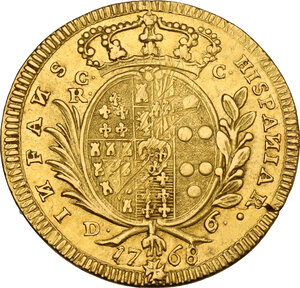 reverse: Napoli. Ferdinando IV di Borbone (1759-1816). 6 ducati 1768