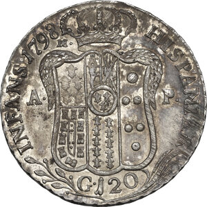 reverse: Napoli. Ferdinando IV di Borbone (1759-1816). Piastra o 120 grana 1798