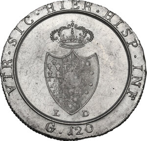 reverse: Napoli. Ferdinando IV di Borbone (1759-1816). Piastra o 120 grana 1805