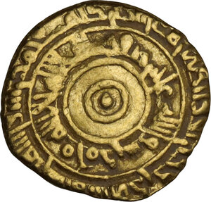 reverse: Palermo. Fatimidi, al-Aziz (365-386 AH / 975-996 AD) . Tarì o 1/4 dinar, (Siqilliya?), 383 AH
