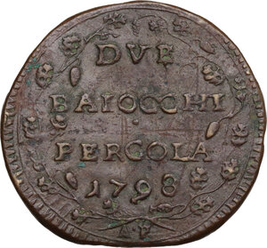 reverse: Pergola. Repubblica Romana (1789-1799). Due baiocchi 1798