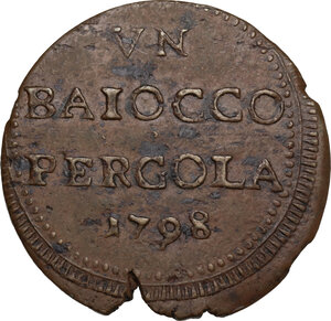 obverse: Pergola. Repubblica Romana (1789-1799). Baiocco 1798