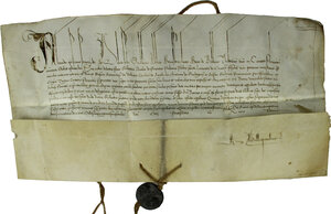 obverse: Roma. Alessandro VI (1492-1503), Rodrigo de Borja. Bolla con pergamena datata 1502