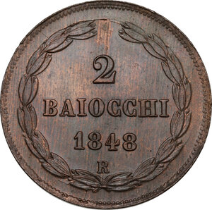 reverse: Roma. Pio IX (1846-1878), Giovanni Mastai Ferretti. 2 baiocchi 1848 A. III