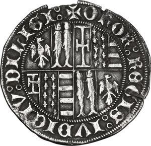 reverse: Sulmona. Giovanni I d Angiò Duca a nome del padre Renato d Angiò pretendente al trono di Napoli (1460-1461). Carlino