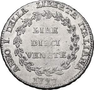reverse: Venezia. Governo Provvisorio (1797-1798). 10 Lire 1797, 2° tipo