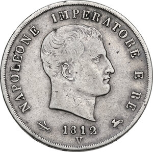 obverse: Venezia. Napoleone (1805-1814). 5 lire 1812