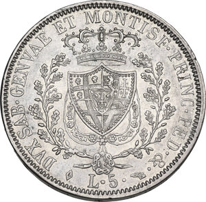 reverse: Carlo Felice (1821-1831). 5 lire 1827 Torino