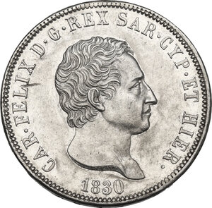 obverse: Carlo Felice (1821-1831). 5 lire 1830 Genova