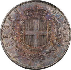 reverse: Vittorio Emanuele II (1820-1878). 5 Lire 1871 Milano