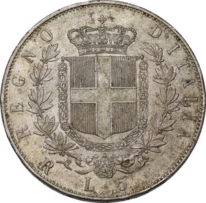 reverse: Vittorio Emanuele II (1820-1878). 5 Lire 1877 Roma