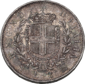 reverse: Vittorio Emanuele II (1820-1878). 2 Lire 1863 Napoli