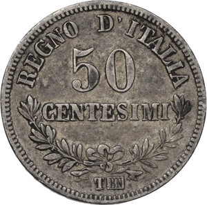 reverse: Vittorio Emanuele II (1861-1878). 50 centesimi 1867 Torino