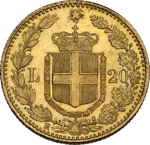 reverse: Umberto I (1878-1900). 20 lire 1882 1 su 1 capovolto
