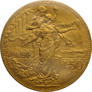 reverse: Vittorio Emanuele III (1900-1943). 50 lire 1911