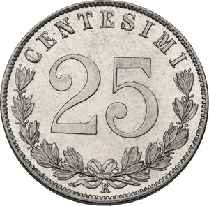 reverse: Vittorio Emanuele III (1900-1943). 25 centesimi 1902