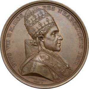 obverse: Pio VII (1800-1823), Barnaba Chiaramonti. Medaglia 1805 per la visita alla zecca di Parigi