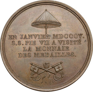 reverse: Pio VII (1800-1823), Barnaba Chiaramonti. Medaglia 1805 per la visita alla zecca di Parigi