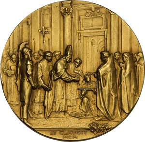 reverse: Leone XIII (1878-1903), Gioacchino Pecci. Medaglia straordinaria A.XXIII per la chiusura della Porta Santa