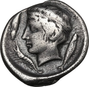 reverse: Katane. AR Drachm, c. 405-404 BC