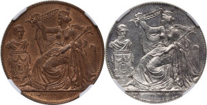 obverse: Belgium. Leopold I (1831-1865). Lot of two (2) commemorative 1856 coins 2 francs and 5 cents for the XXV kingdom s anniversary