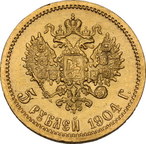 reverse: Russia. Nicholas II of Russia (1894-1917). 5 Rubles, 1904-AP
