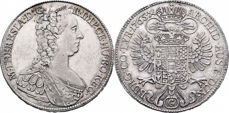 obverse: Austria, Hungary. 1 Thaler (taler) 1765 SC Günzburg Silver EF/AU