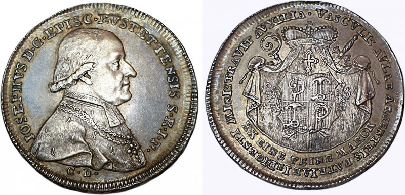 obverse: Germany Eichstätt EICHSTATT 1/2 Thaler 1796 Chronogram JOSEPH von STUBENBERG silver EF