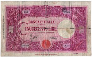 obverse: REPUBBLICA ITALIANA - Falso del 500 Lire C grande - Decr. 23 agosto 1943.