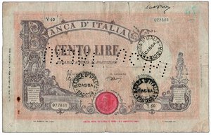 obverse: REGNO D ITALIA 100 Lire 