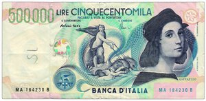 obverse: REPUBBLICA ITALIANA - 500.000 Lire