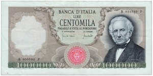 obverse: REPUBBLICA ITALIANA - 100.000 Lire Manzoni