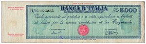 obverse: TITOLO PROVVISORIO - 5.000 Lire 22/11/1949.