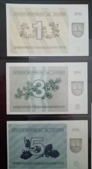 obverse: LITUANIA - Serie di 5 valori 1991.