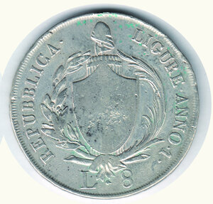 reverse: GENOVA - Repubblica Ligure (1798-1805) - 8 Lire.