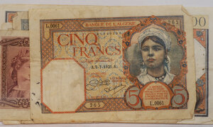 obverse: LOTTO di 8 banconote francesi ed una italiana (500 Lire 23/0371961)